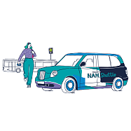 Illustration mit einem NAHSHUTTLE-Fahrzeug